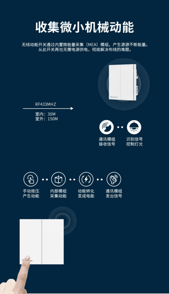 新一代自发电开关闪亮登场，为华为智慧生活平台（鸿蒙智联）添彩